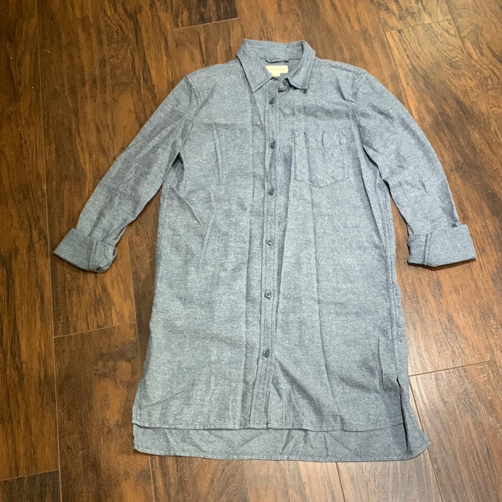 Aritzia Heathered Blue Button-Up Shirt Dress